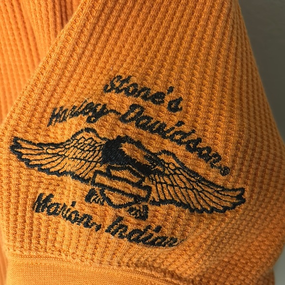 Harley-Davidson Orange Short Sleeve Zip Up Hoodie Size Medium - Picture 4 of 8